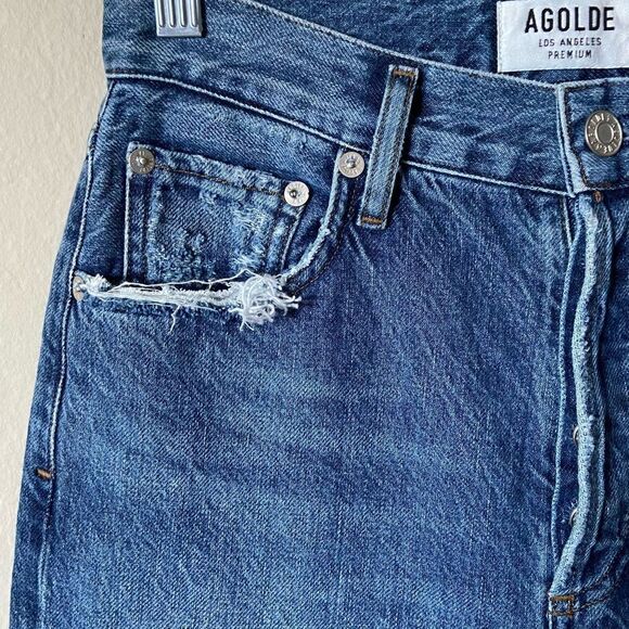 Agolde Jamie Blue Jeans Crop High Rise Straight Leg Size 24 - Picture 7 of 11